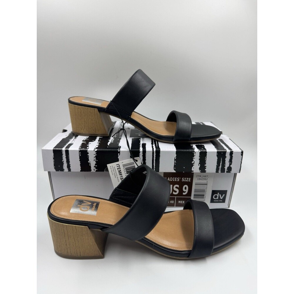 dv By Dolce Vita Women's Sharona Dual Strap Heeled Sandal Black 9 New - Picture 8 of 14